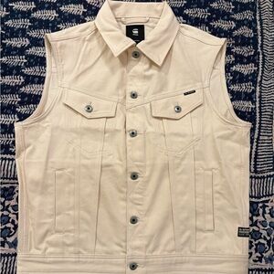 NWT G-Star Cream Sleeveless DenimVest